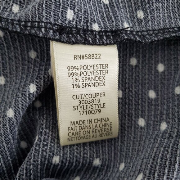 Max Studio Womens Black Polka Dot Blouse Size XL Ruched Long Sleeves Keyhole - Picture 5 of 9